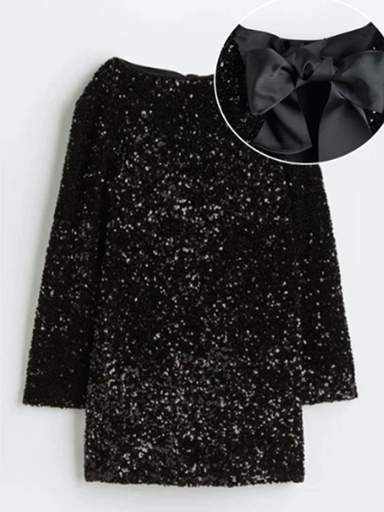 Glitter Bash | Round Neck Long Sleeve Dresses