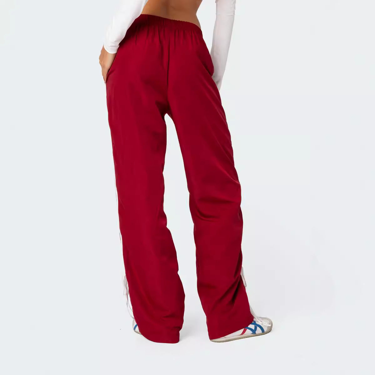 Trendy Four Bars Contrast Color Straight-Leg Pants